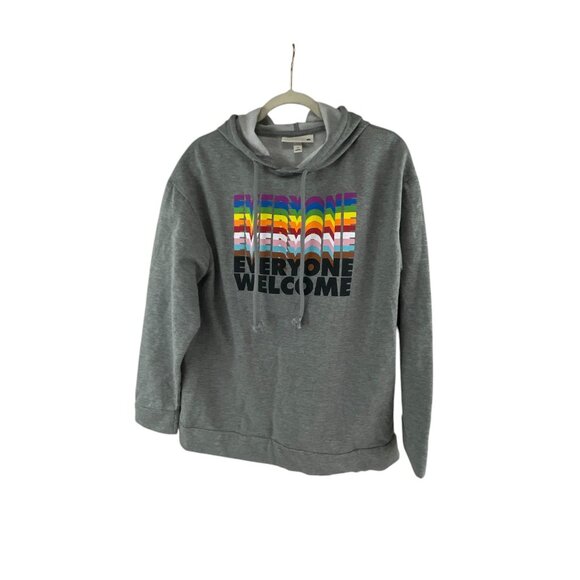 Everyone Welcome Unisex  Gray Hoodie M Take Pride Cotton Blend Rainbow Casual - Picture 1 of 9